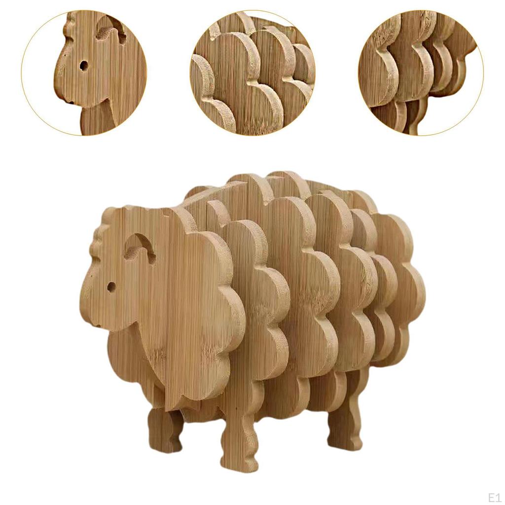 Sheep Shaped Wood Coasters Tea Mug Place Mats Heat Resistant Multipurpose Gift Drink