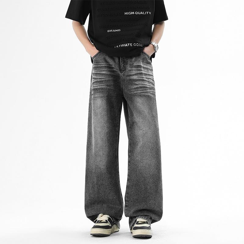 Retro Wash Blue Jeans Men's Spring and Summer New Loose Straight Wide-leg Pants Casual Versatile Sports Pants