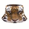 A Stylish Lightweight Fisherman'S Hat Featuring a Full Tiger Pattern Perfect for Outdoor Sun Protection