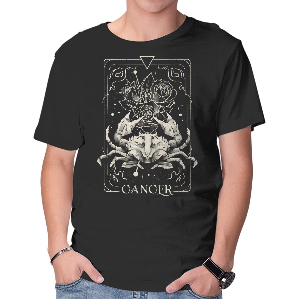 Unisex Crew Neck T-Shirt Cancer Tarot Graphic Short Sleeve Casual Tee XL