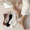 Female Spring and Autumn Solid Color Vertical Long Tube Stack Socks