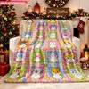 Blanket 1pc Cute Animal Patchwork Illustration 2D-Printed Flannel Throw Blanket - Soft And Cozy Suitable for Sofa Use Travel Offic
