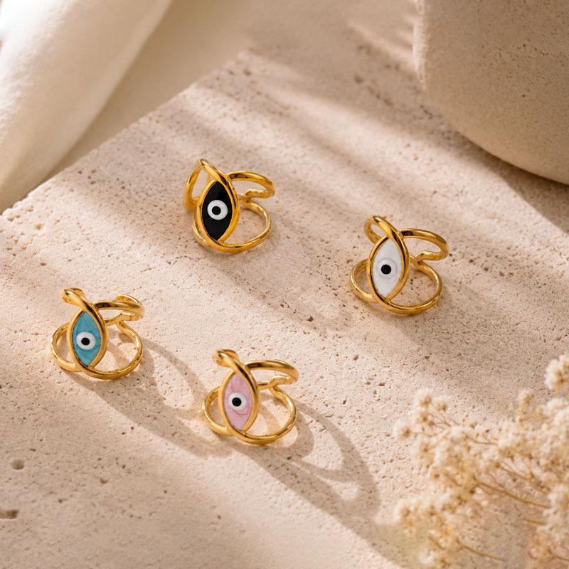 Adjustable Retro Hollow Demon Eye Titanium Ring