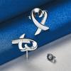 Elegant 925 Sterling Silver Luxurious Ribbon Love Stud Earrings for Women Fashion Wedding Party Gifts Jewelry