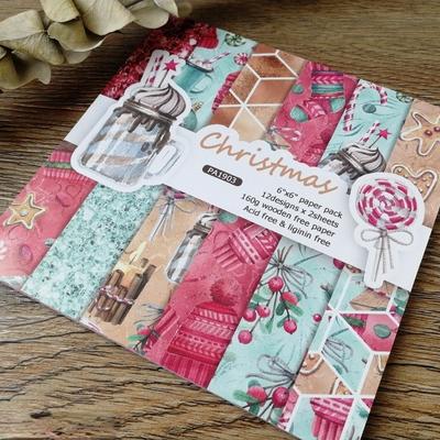 24 Sheets Christmas Gift Patterned Paper Scrapbooking Paper Pack Handmade Craft Paper Craft Background Pad Single-side Printed