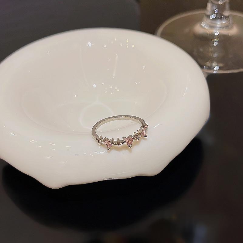 Bague Zircon Cœur Rose Style Coréen: Design de Luxe Haut de Gamme pour Femmes