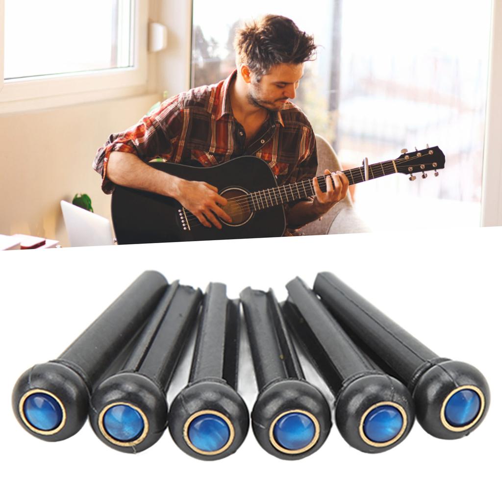 6Pcs Black Guitar Bridge Pin Kit Decorative Robust Clarity Increasing Guitar Bridge Pin Replacement