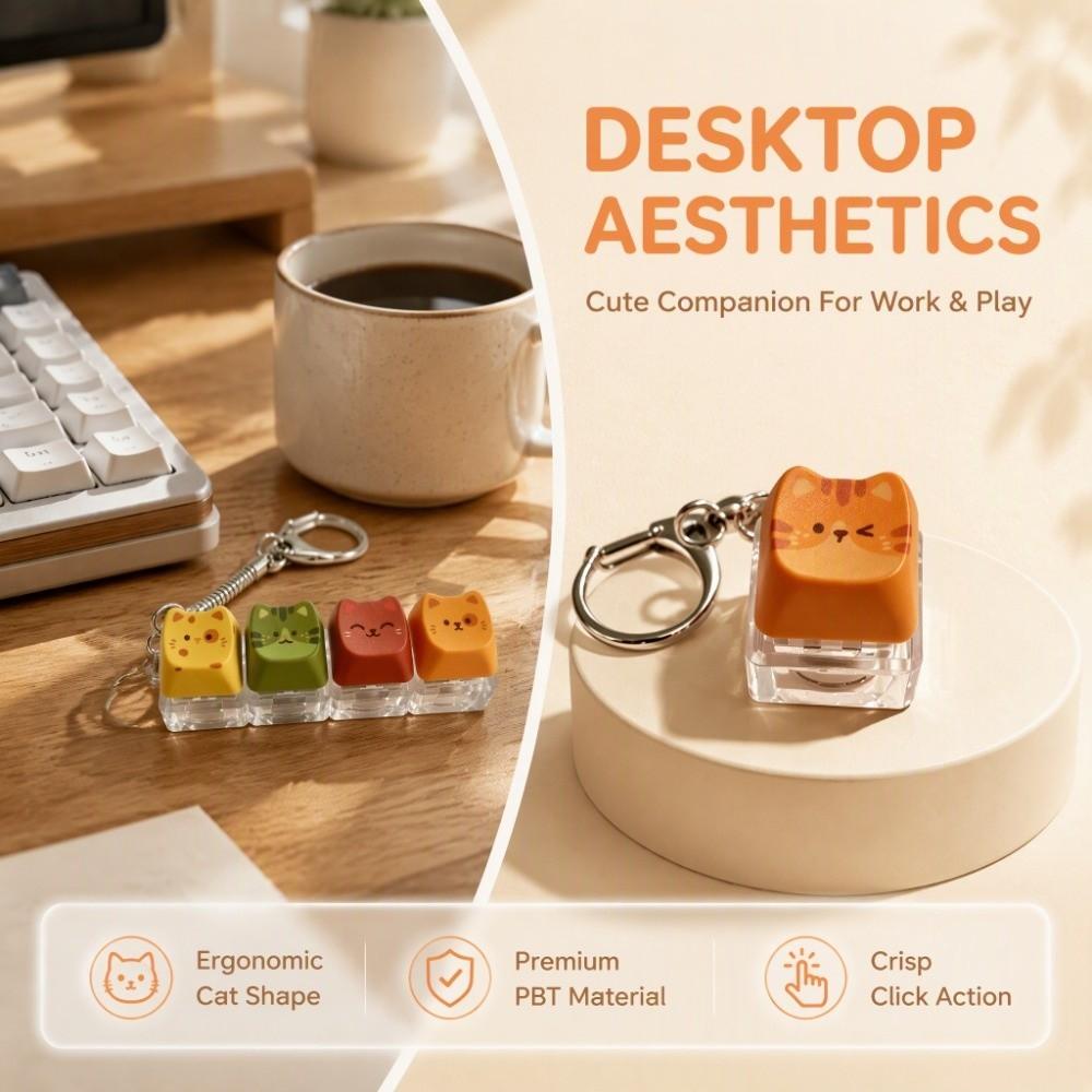 Süße Katze Tastatur Fidget Schlüsselanhänger Fingerknopf Tastenkappe Mechanische Tastenkappe Schlüsselring Anhänger
