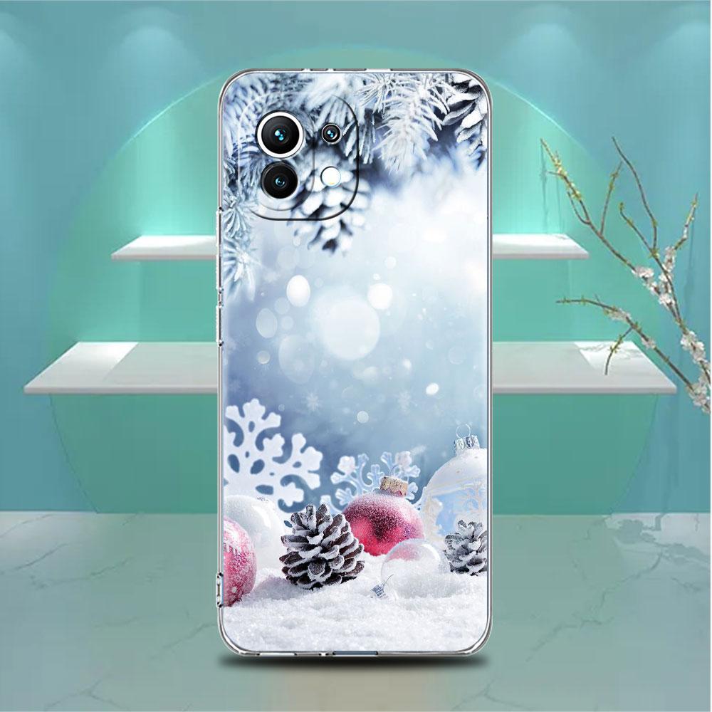 Snowflake Snow Christmas Clear Case For Xiaomi Mi Poco X3 NFC M3 Pro F3 F1 11 Lite 12 Note 10 11T 9T Transparent Phone Cover