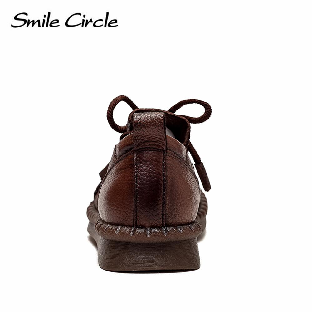 Chaussures plates en cuir naturel pour femmes, chaussures basses décontractées à lacets, chaussures de travail rétro à la mode pour femmes