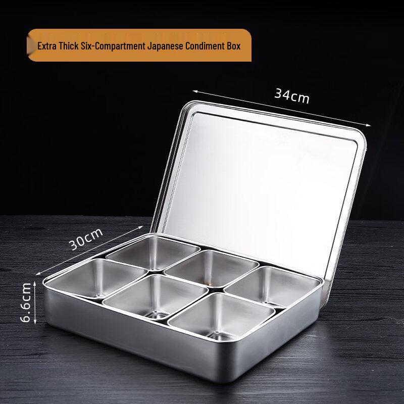 YiCang Japanese Style Stainless Steel Six-Grid Seasoning Box