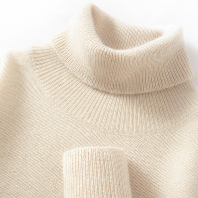 Double strand thickened high lapel cashmere sweater solid color pullover knitting