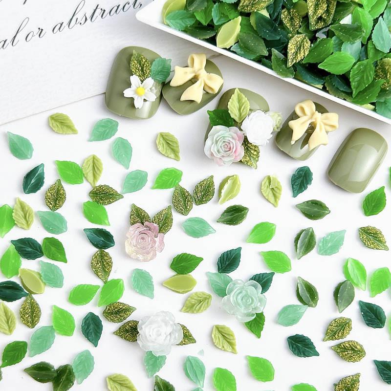 Mini Leaf Nail Art Accessories for Girls, Versatile Faux Leaves, Summer New Ins Wearable Nail Material Kit Accessories