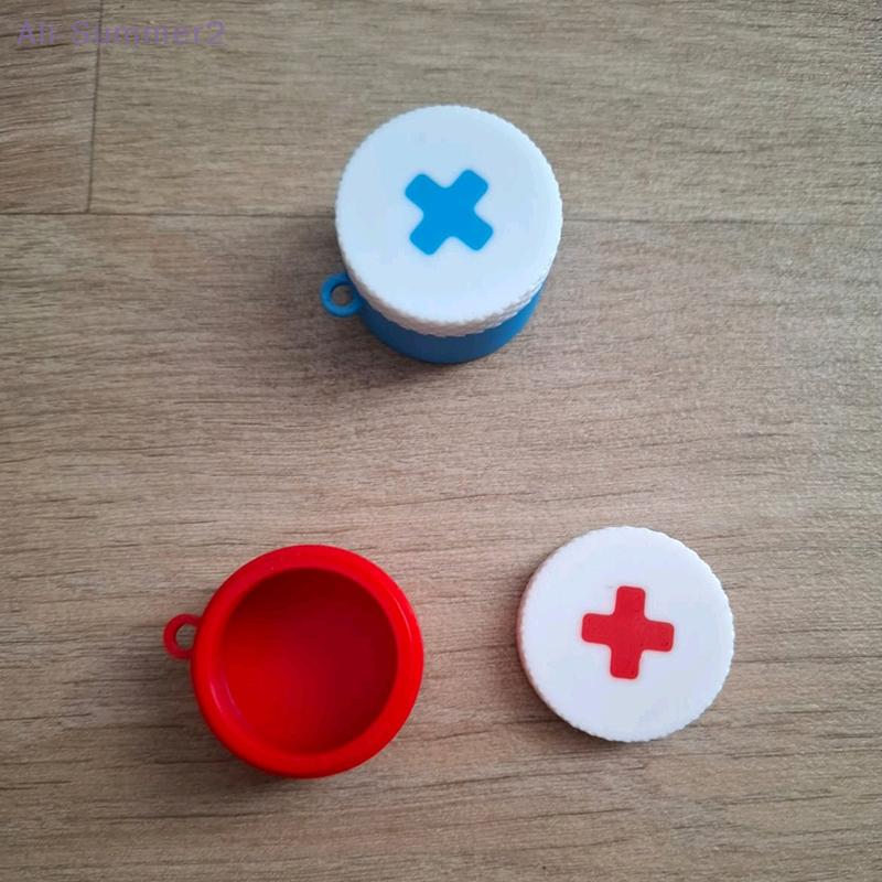 Mini Sliding Pill Box With Keychain Capsule Cross Symbols Portable Plastic Medicine Case Pill Holder Daily Use Emergencies
