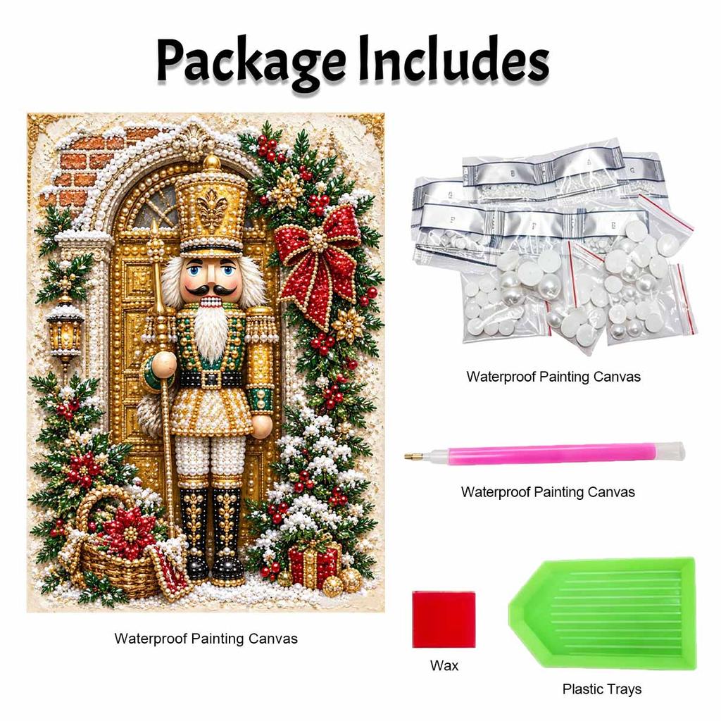 DIY Pearl and Diamond Painting Kit. Christmas Nutcracker Soldier theme. suitable for beginners. festive home wall decoration. handmade gift.