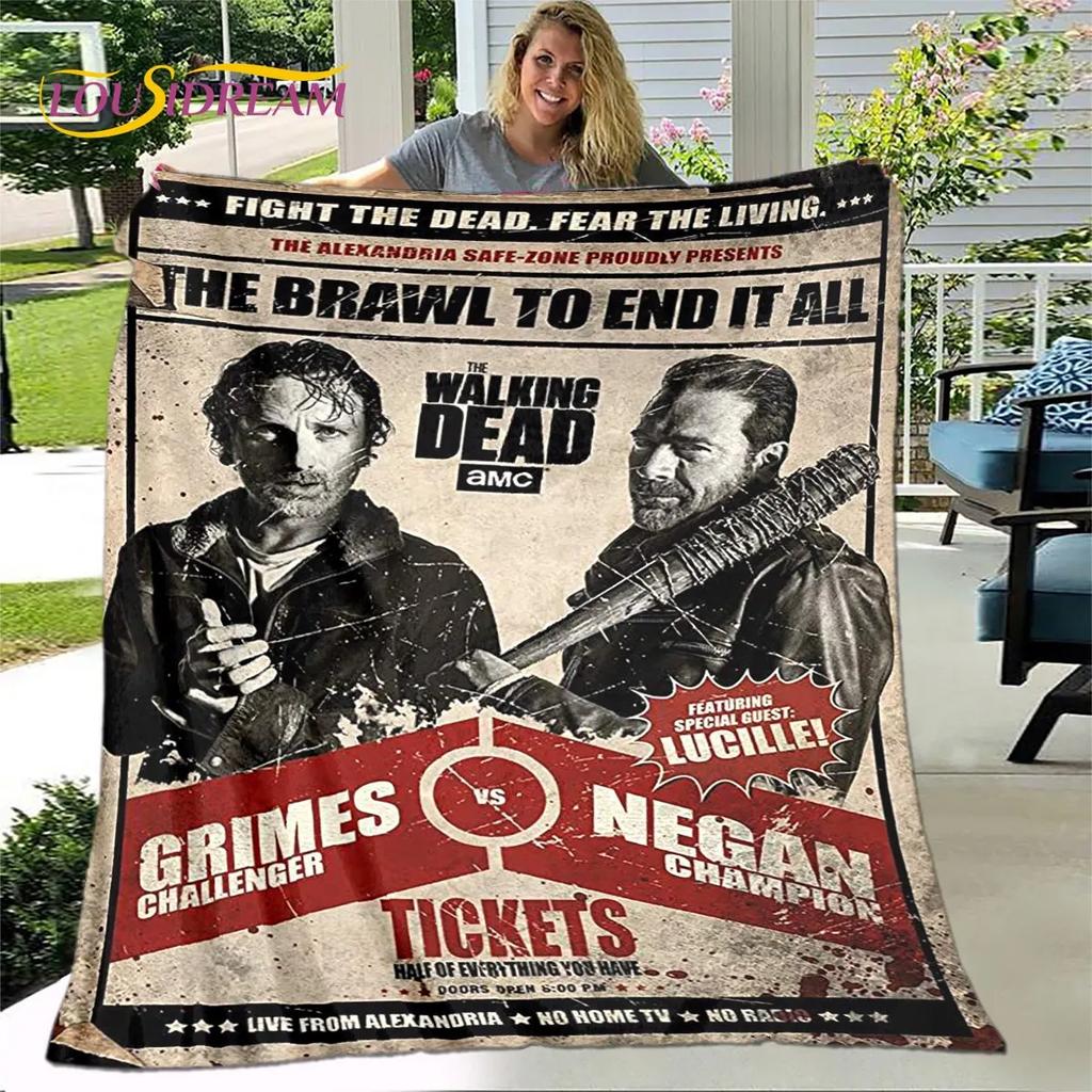 The Walking Dead Korku Yumuşak Peluş Battaniye, Flanel Battaniye Atmak Battaniye Oturma Odası Yatak Odası Yatak Kanepe Piknik Örtüsü Bettdecke