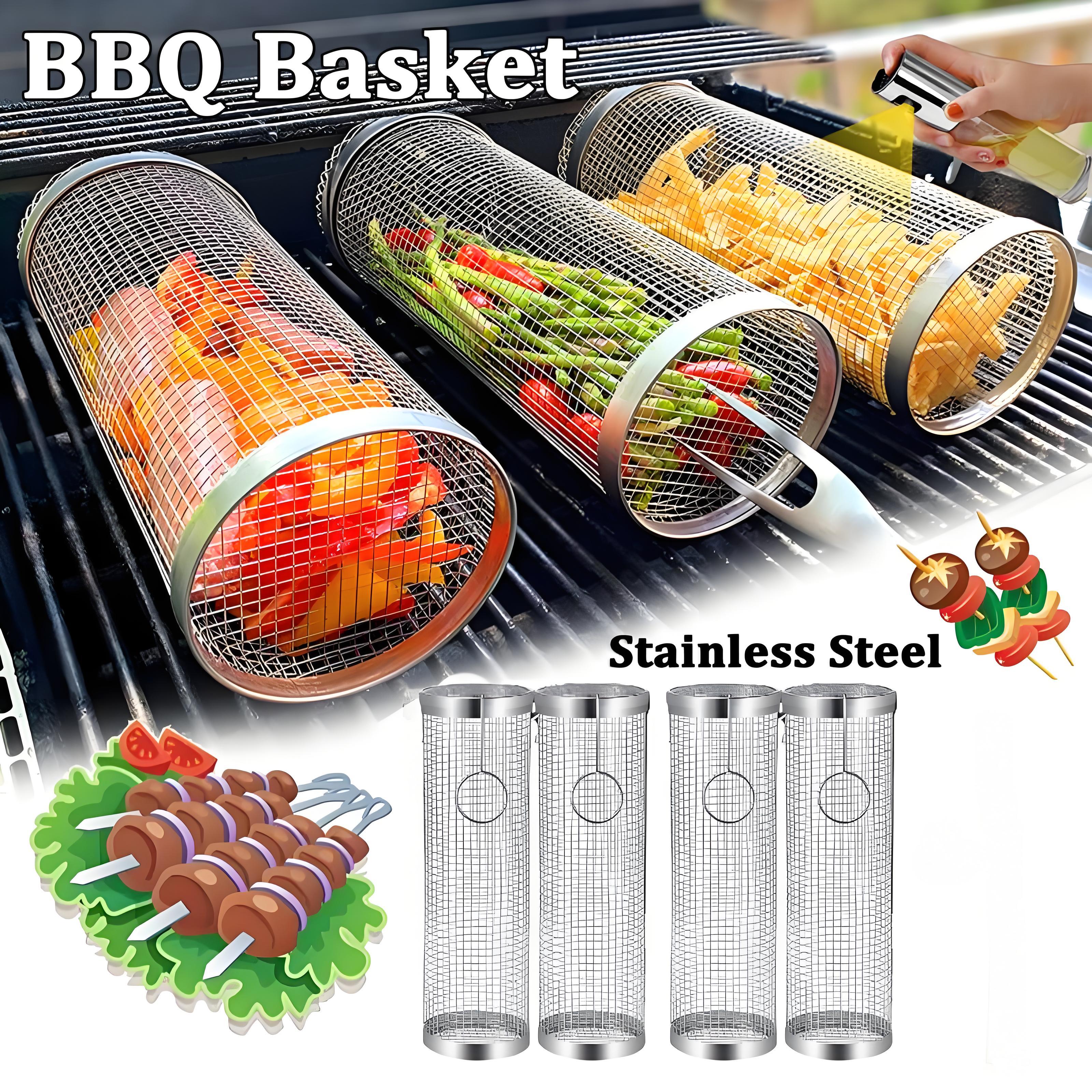

Кошик для гриля Кошик для барбекю Кошик для гриля з нержавіючої сталі, сітчастий гриль, приладдя для барбекю, портативний, легке очищення для грилю на природі