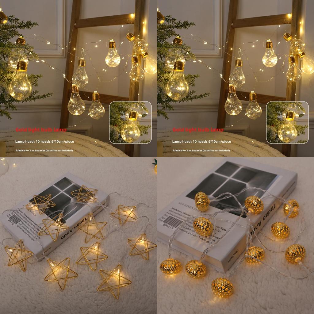 Christmas Tree Decoration Lights With Illuminated Bulb And Star For Holiday Festive Decor
