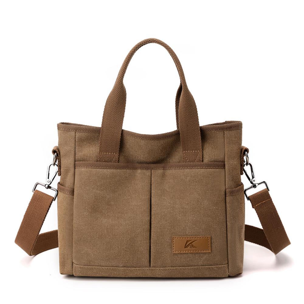Korean Minimalist Large Canvas Women Crossbody Bag, Durable Washable Versatile Handbag For Office Commute School Life And Weekend Shopping Activities