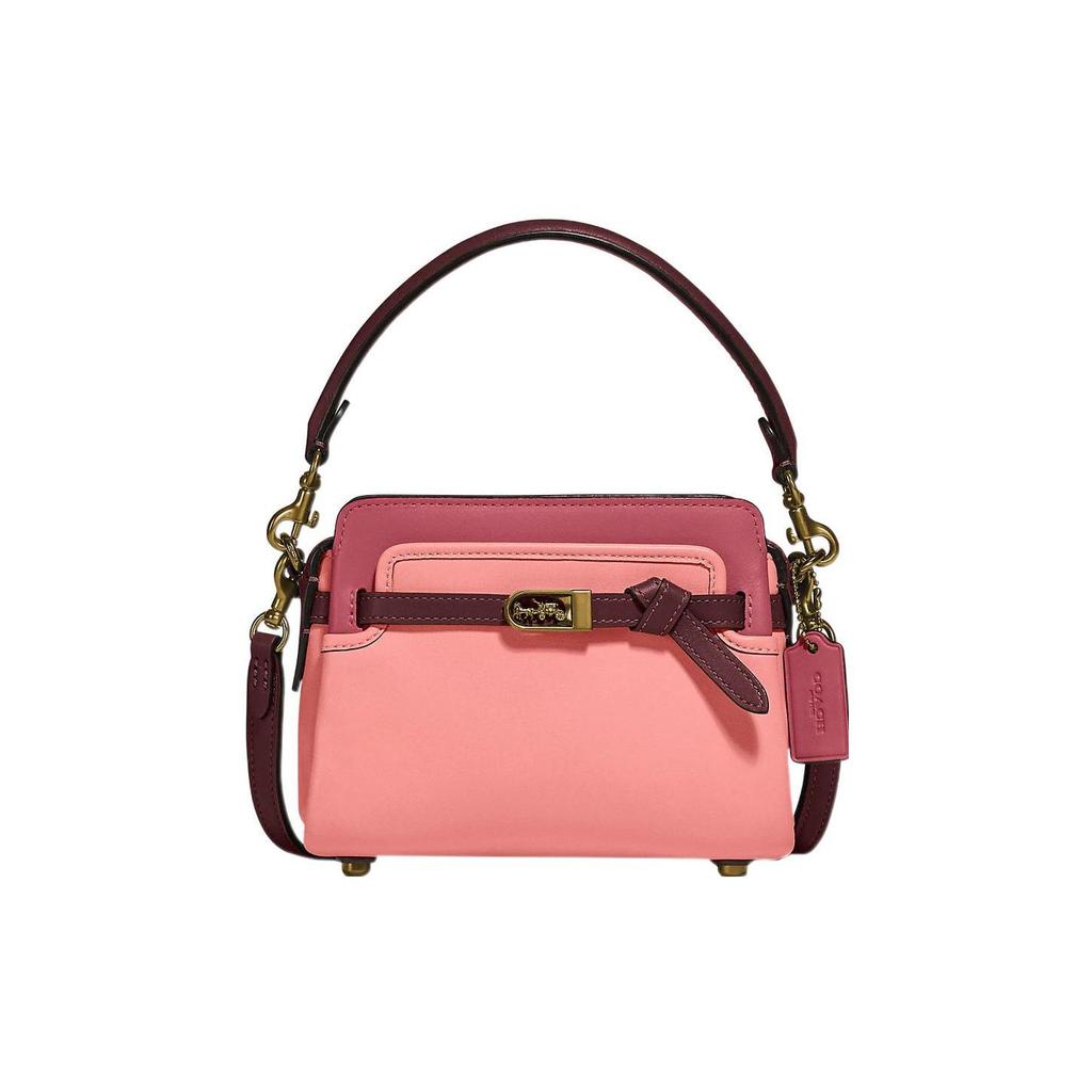 Coach Tate 18 Bow Carriage Logo Color Block Snap Pocket Hardware Leather Handbag Shoulder Bag Crossbody Bag Small Women Handbags Pink C2632-B4S5K