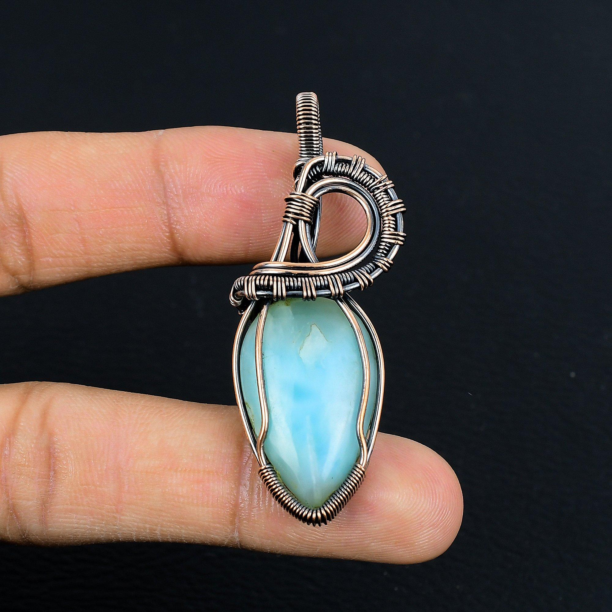 

Смитсонит Кулон, обернутый медной проволокой 999 пробы, Ювелирные изделия ручной работы из драгоценных камней, Подарки для жены Абсолютно новый кулон 2.55 Inches