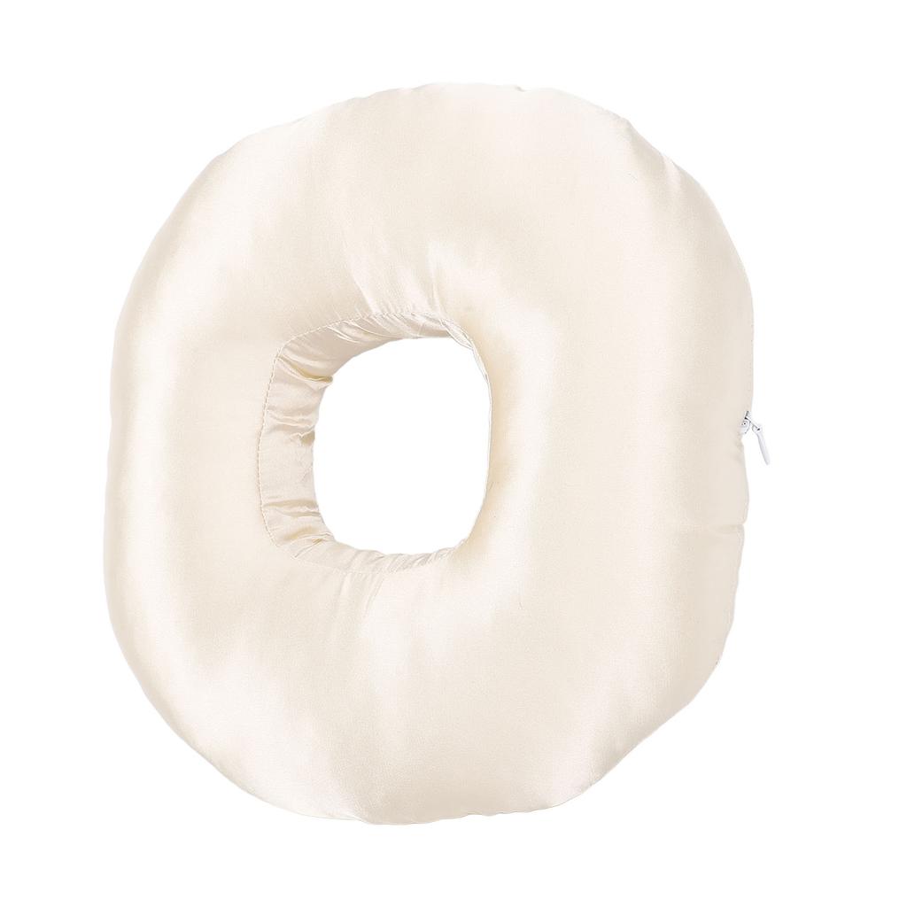 Silky Satin Ear Pillow Donut Pillow Ear Guard Pillow with Ear Hole for Side Sleepers with Earplug and Headphone