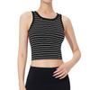 Women's Spring/Summer Slim Fit Striped Tank Top with Chest Pads - Round Neck Camisole Bra