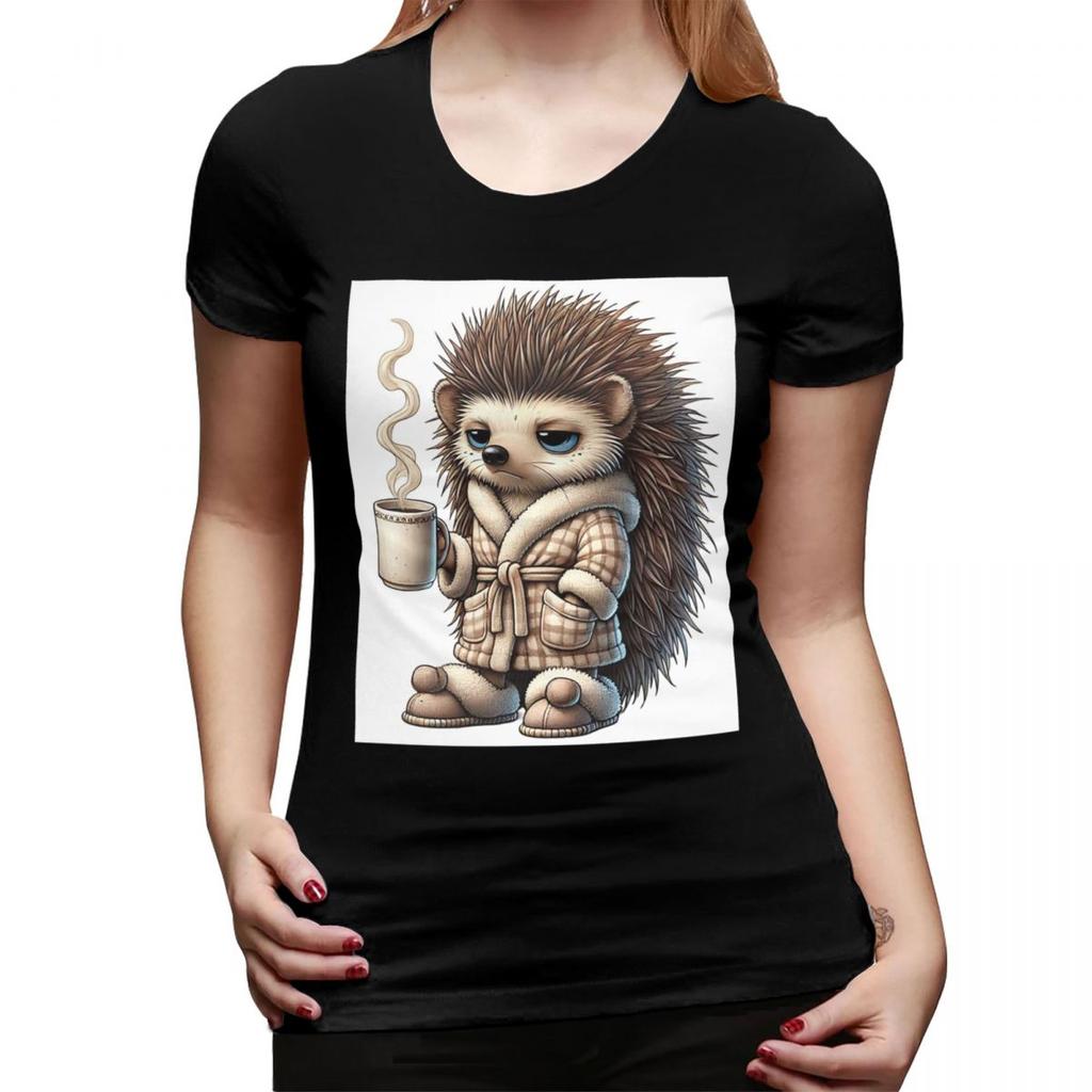 Tired Hedgehog TShirt for Women Crew Neck Streetwear T Shirts Womens Tees Short Summer Clothes Tops