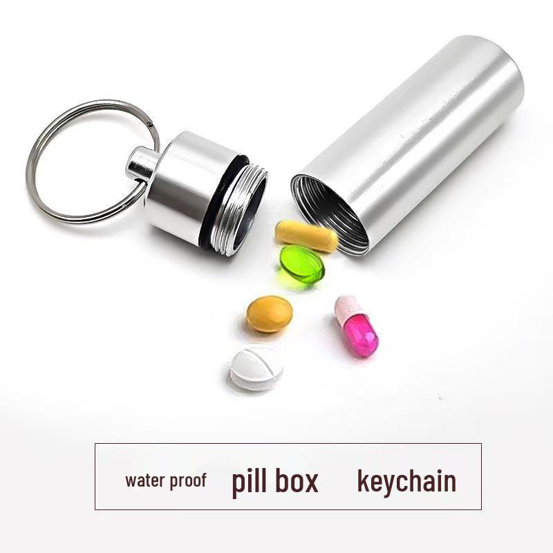 Aluminum Keychain Mini Waterproof Pill Canister - Portable Outdoor Sealed Capsule