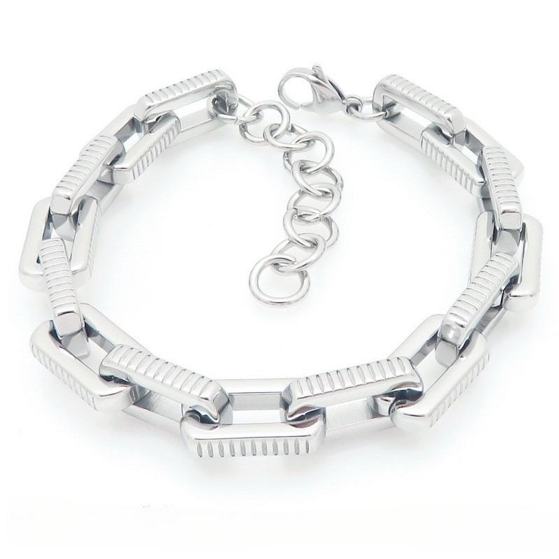 2025 Trendy Motorcycle Handpiece Fashion Gear Pattern Square Chain Men's Adjustable Bracelet