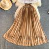 Elegant Gradient Shiny Pleated Dress Cape Shoulder Pearl Beads 3D Floral Applique Scalloped Waist Belt A Line Midi Dress
