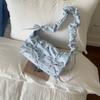 Leisure Bow Ribbons Bag Korean Women's Underarm Bag Fashion Pleated Shoulder Bag  Summer