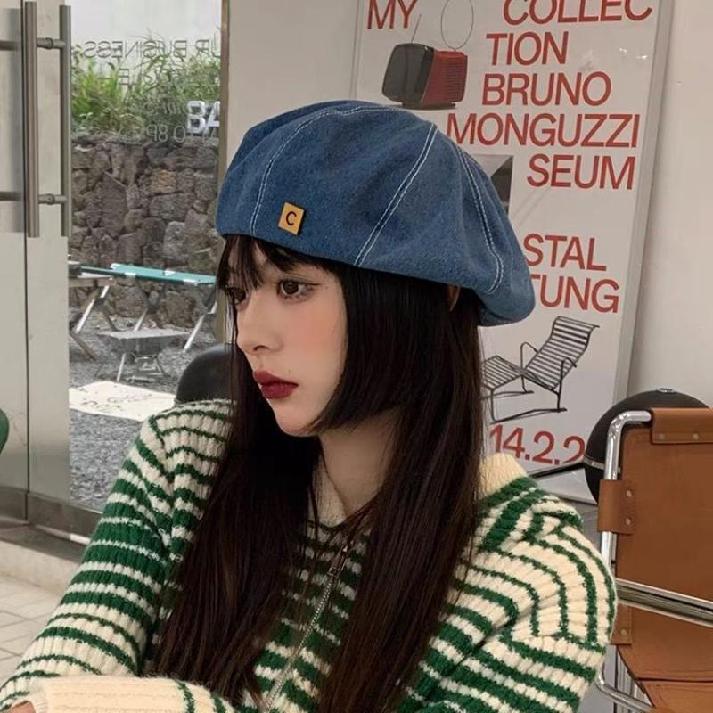 

Женская джинсовая беретка, джинсовые береты, шапки художника, весенняя шапка-бини, восьмиугольная кепка в стиле ретро, ​​женские кепки с козырьком для отдыха на открытом воздухе 56-58cm светло-синий