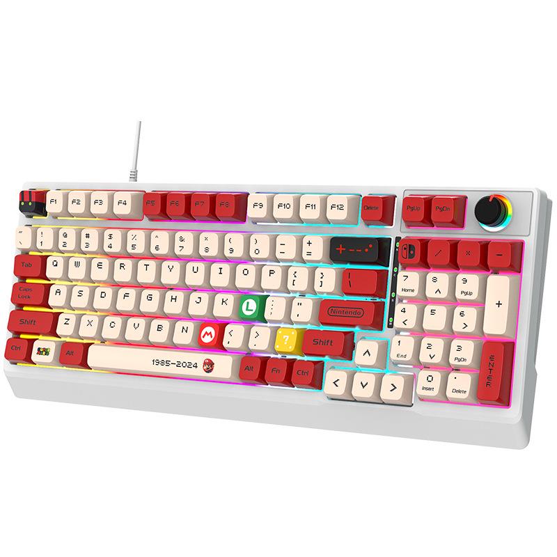 K98 Mechanical Keyboard with Blue or Red Axis, Wired Connection, Dual-Color Injection Keycaps for Gaming