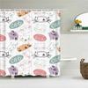 Cute Cat Shower Curtain Lovely Cartoon Funny Colorful Animal Pattern for Pet Kids Girls Fabric Bathroom Decor Curtains with Hook