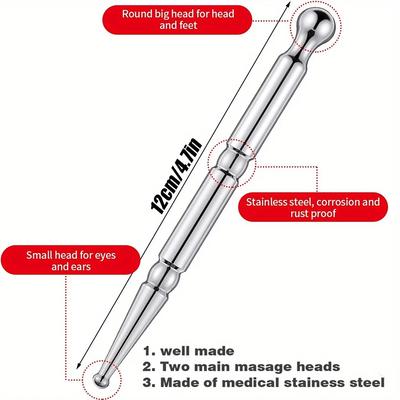 Stainless Steel Dual Head Facial Reflexology Tools Ear Massage Tool Body Point Probe Pen &Trigger Point Massager for Deep Tissue