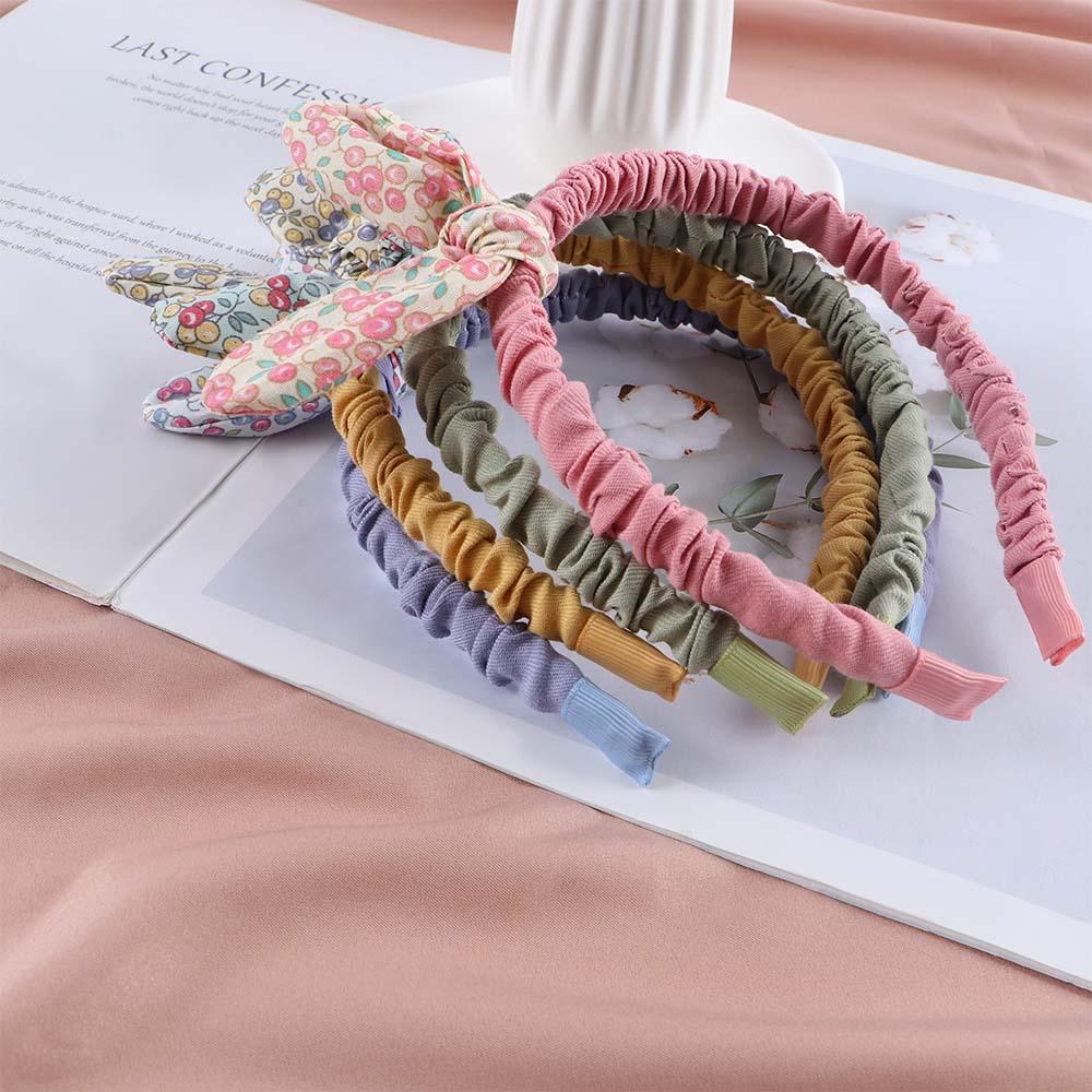 Retro Rabbit Ears Girls Kids Flowers Printed Hairband Hair Hoops Hair Accessories Bowknot Headband