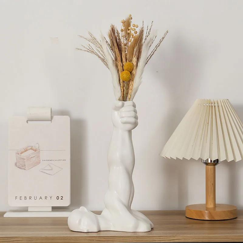 

Nordic Creative Muscle Arm Decorations Art Living Room Простая ваза Декоративные поделки Креативные украшения Home Dried Flower Vase
