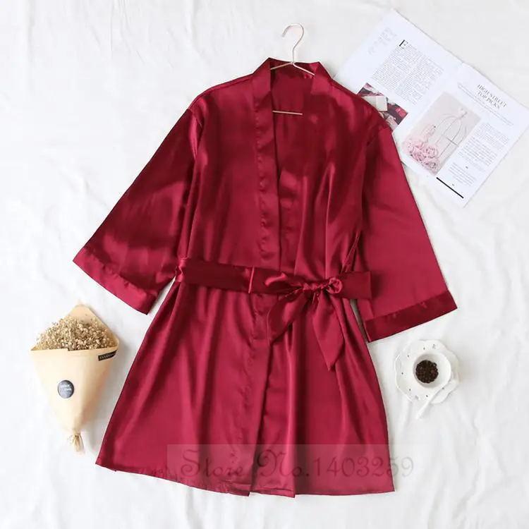 

Весна Лето Женский Халат Пижамы Сексуальное Кимоно Халат Платье Шелковистая Атласная Ночная Рубашка Нижнее Белье Свободное Повседневное Домашнее Платье Одежда Для Отдыха One Size