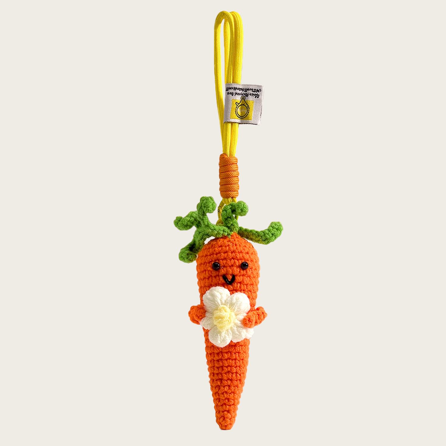 Cute Carrot Broccoli Vegetable Bag Pendant Handmade Knitted Keychain Doll Small Pendant Creative Gift