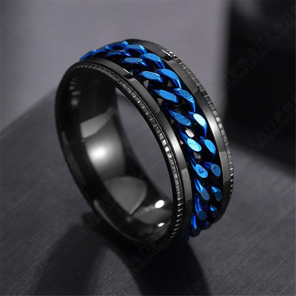 Teens Fidget Spinner Rotating Punk Korean Finger Rings Men Rings Women Anxiety Rings Twist Chain