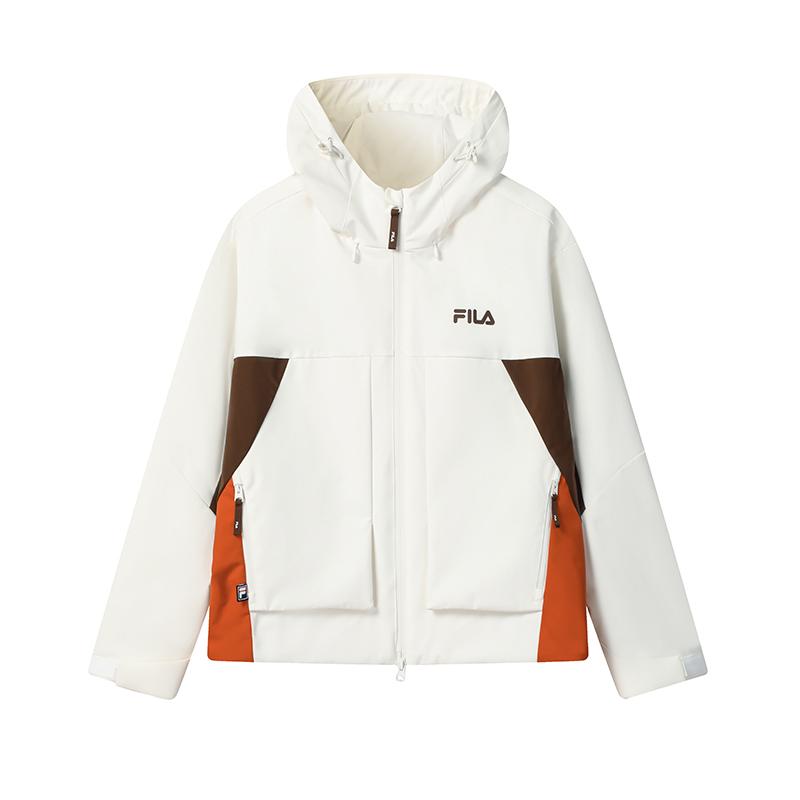 Fila Original Fashion Retro Minimalist Casual Sports Versatile Soft Comfortable Two-Piece Set Down Jacket Women Outerwear Cloud-White F11W549913FWT
