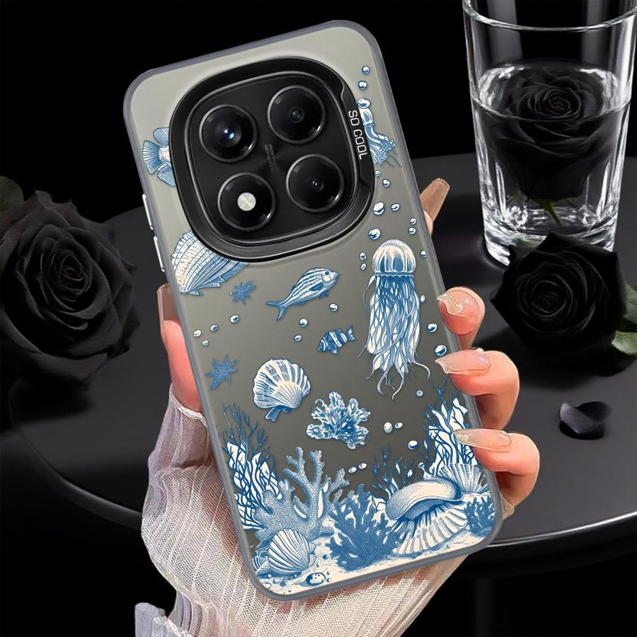 Phone Cover Case for Xiaomi Redmi Note 14 14C 12C 11 Pro 10 A2 A1 Note 13 12 Pro Plus 12 13C Colorful Silver Marine Organisms