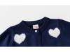 Jinbei Girls' Heart Jacquard Faux Mink Cardigan - Autumn Baby Round Neck Sweater