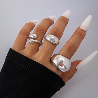 Damesmode Legering Onregelmatige Ring, Retro Ring 3-delige Set