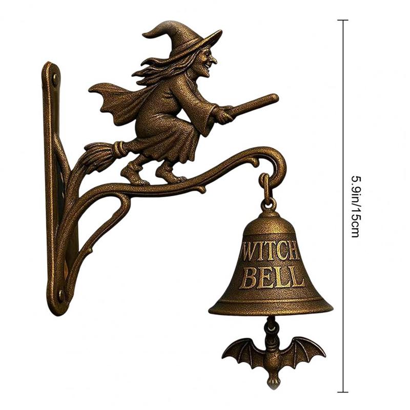 Vintage Halloween Witch Bell Vintage Metal Home Entrance Doorbell Door Wall Mount Spooky Decorative Shopkeeper Welcome Bell