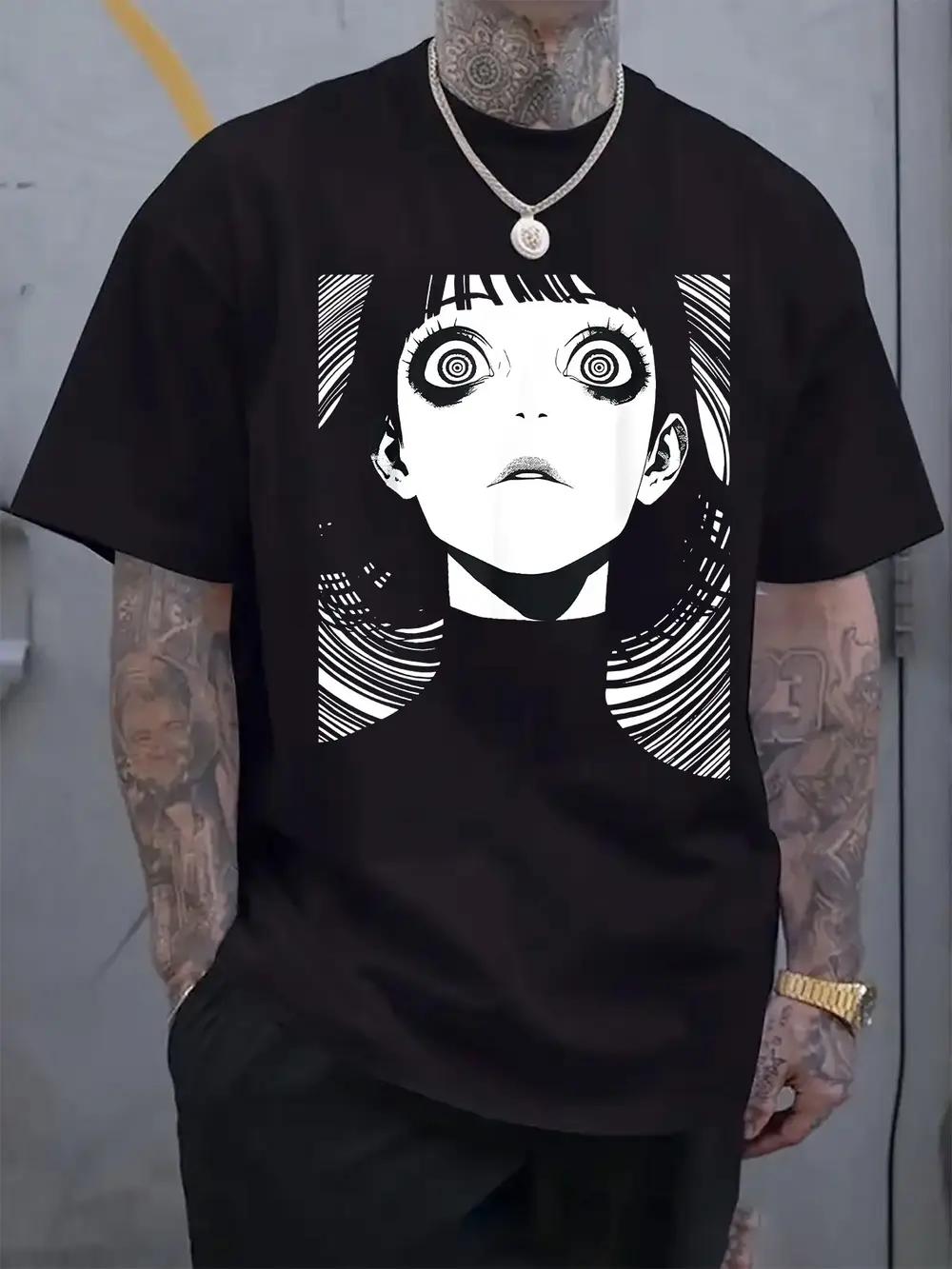 Black & White Shocked Expression Graphic Print T-shirt - Regular Fit Casual Short Sleeve Round Neck Tee for Summer S