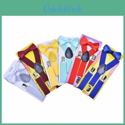 Adorable Children's Bow Tie Suspender Set With Elastic Adjustable Straps