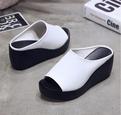 Ciabatte da Donna Estive con Zeppa da Donna con Punta Peep Toe Ciabatte da Donna Tinta Unita Scarpe Casual da Esterno da Donna