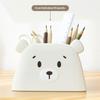 Adorable Plastic Bear Design Pencil Cup With Spacious Interior For Office School Use